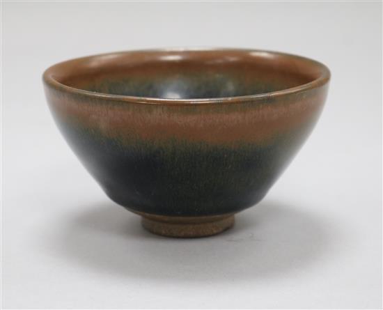 A Chinese hares fur bowl, two character incised mark to the base, diameter 12cm
